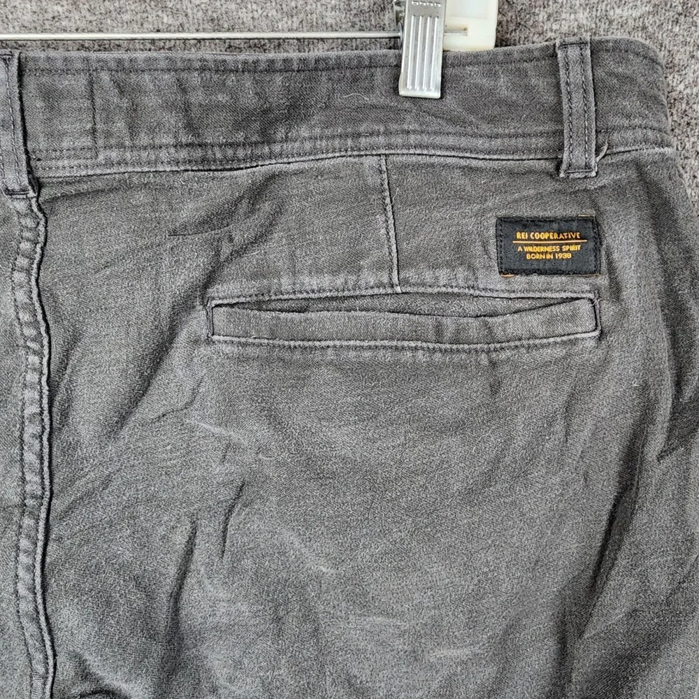 REI Co-op Utility Pants Mens 42x28 Charcoal Grey Raw Hem Drawstring Hiking